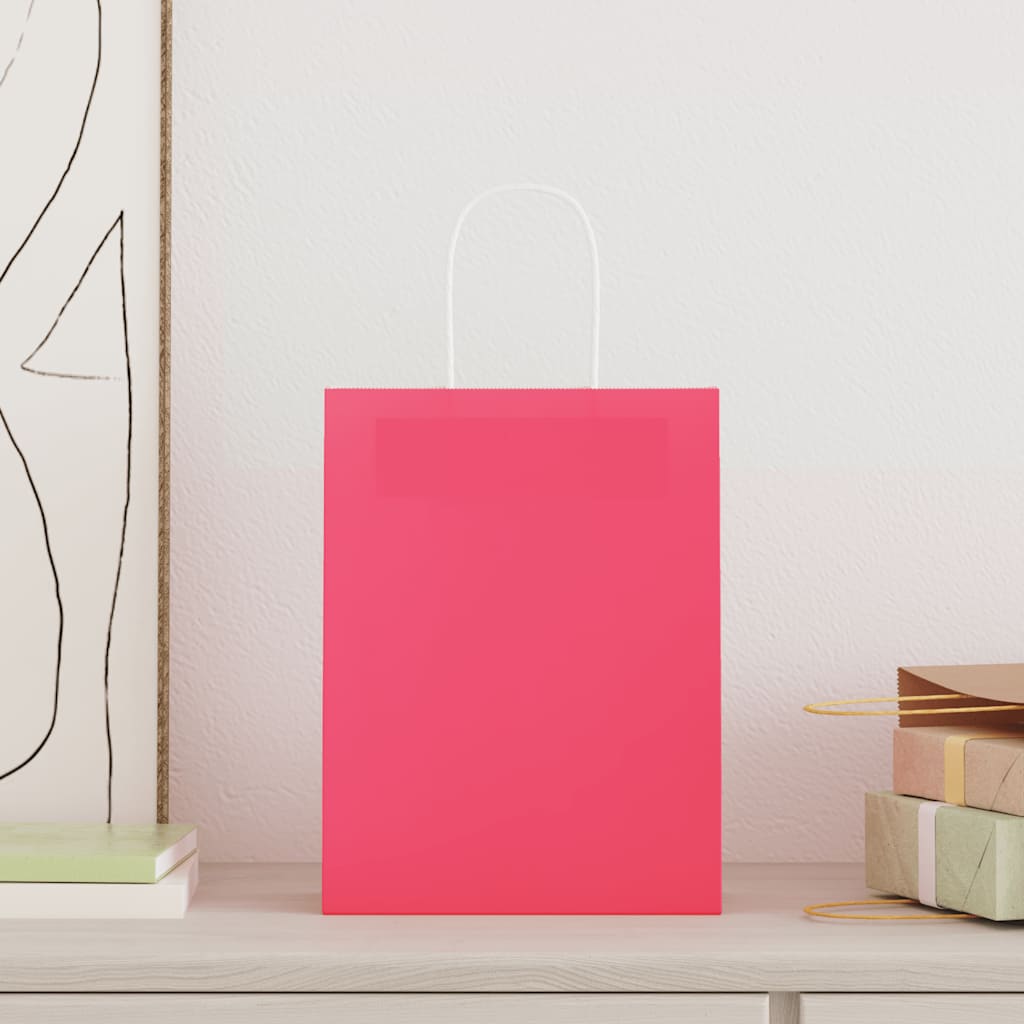 VidaXL bolsas de papel 50uds con asas 21x11x28 cm rosa