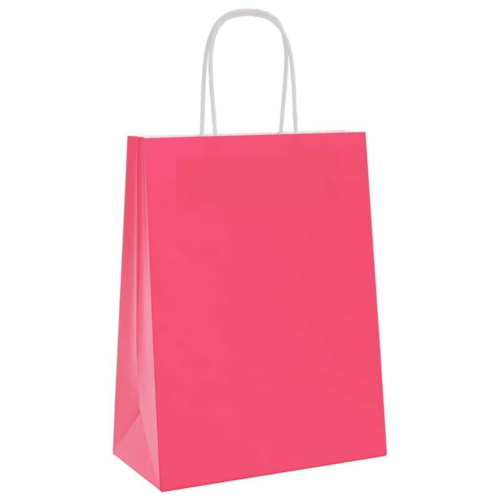 VidaXL bolsas de papel 50uds con asas 21x11x28 cm rosa