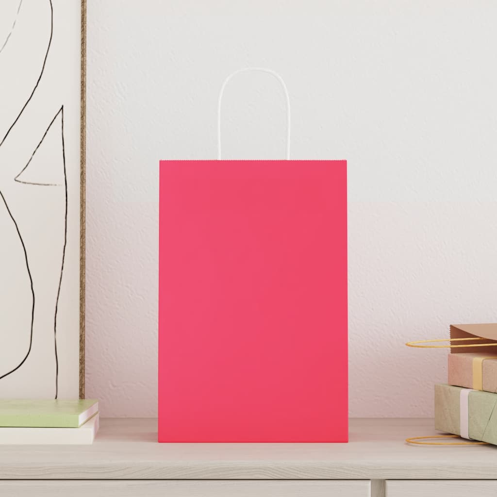 VidaXL bolsas de papel 50uds con asas 21x11x31 cm rosa