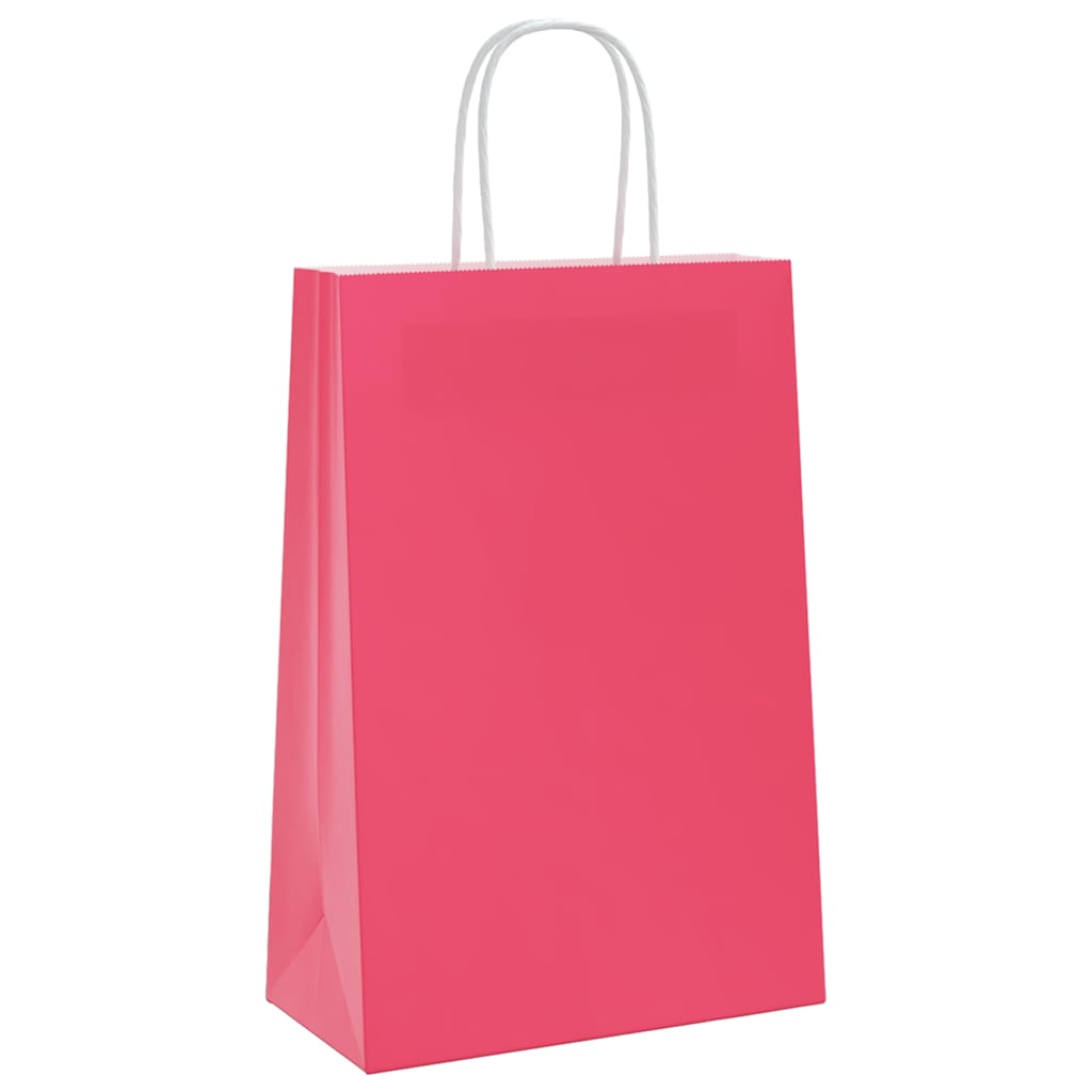 VidaXL bolsas de papel 50uds con asas 21x11x31 cm rosa