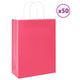 VidaXL bolsas de papel 50uds con asas 26x12x35 cm rosa