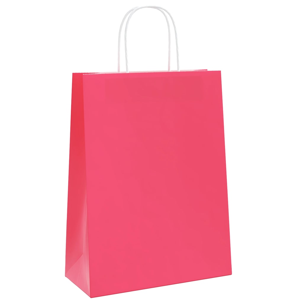VidaXL bolsas de papel 50uds con asas 26x12x35 cm rosa