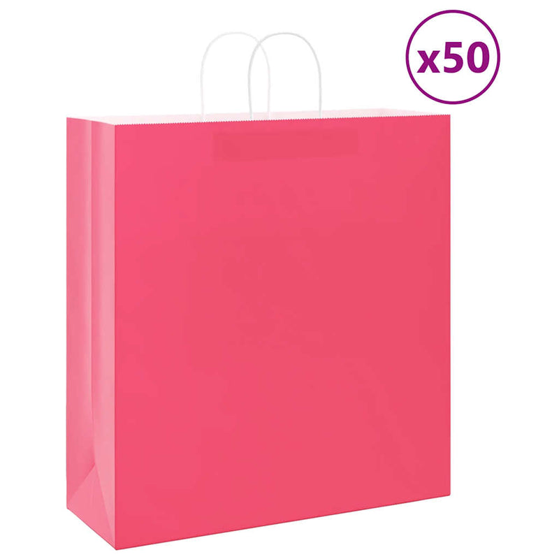 VidaXL bolsas de papel 50uds con asas 45x17x48 cm rosa