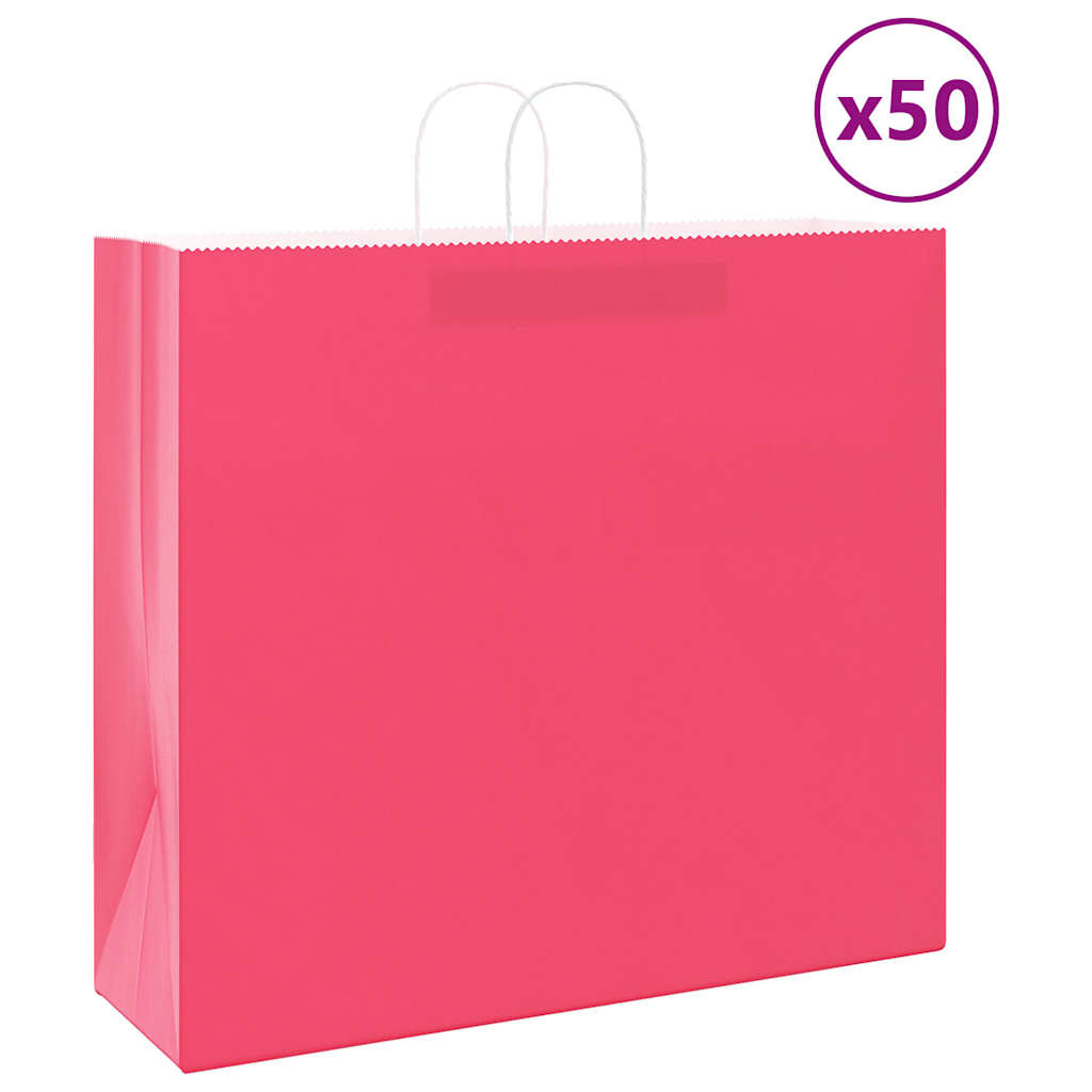 VidaXL bolsas de papel 50uds con asas 54x15x49 cm rosa