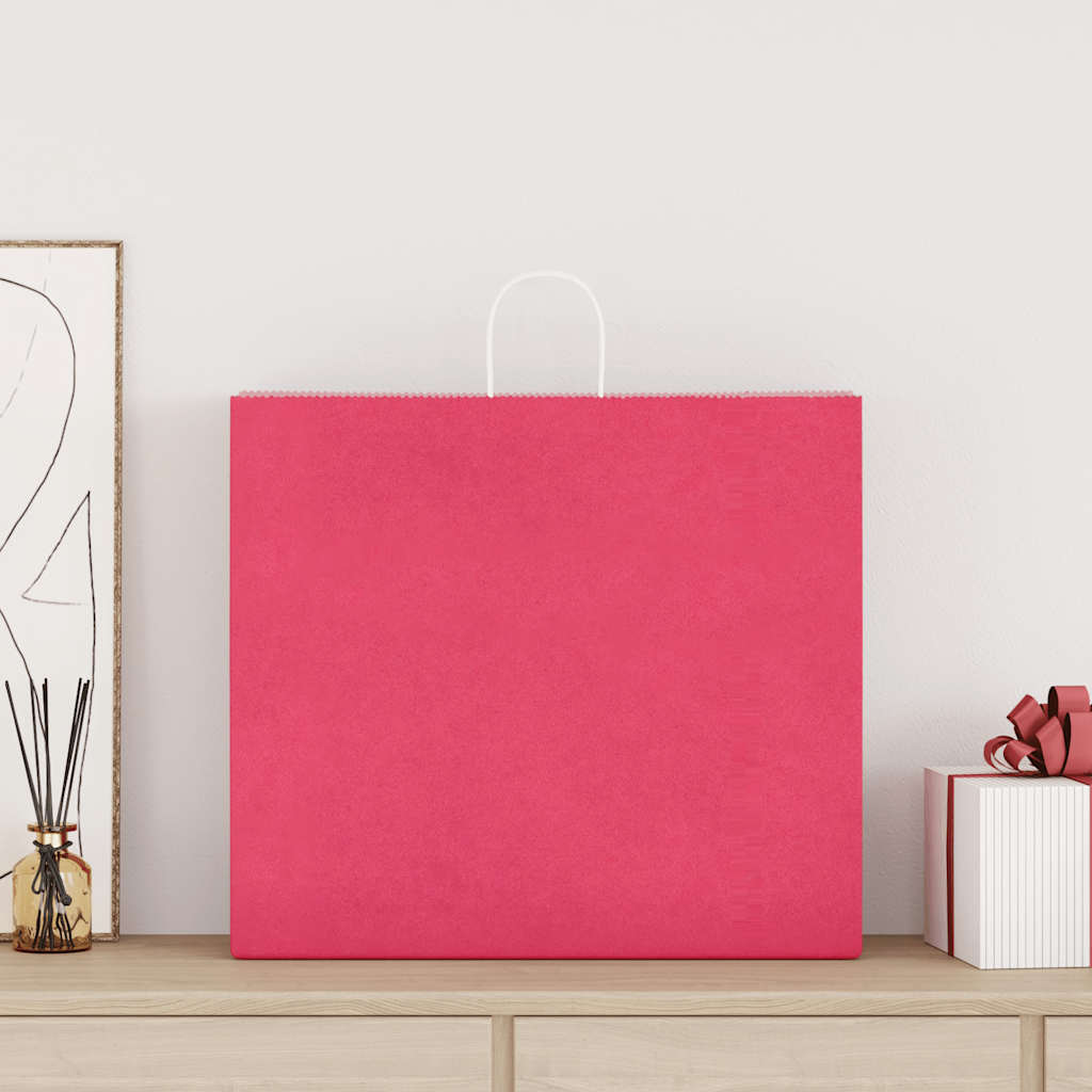 VidaXL bolsas de papel 50uds con asas 54x15x49 cm rosa