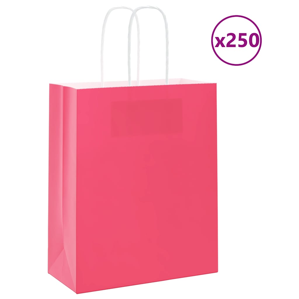 Sacchetti di carta VidaXL 250 pz con manici 18x8x22 cm rosa