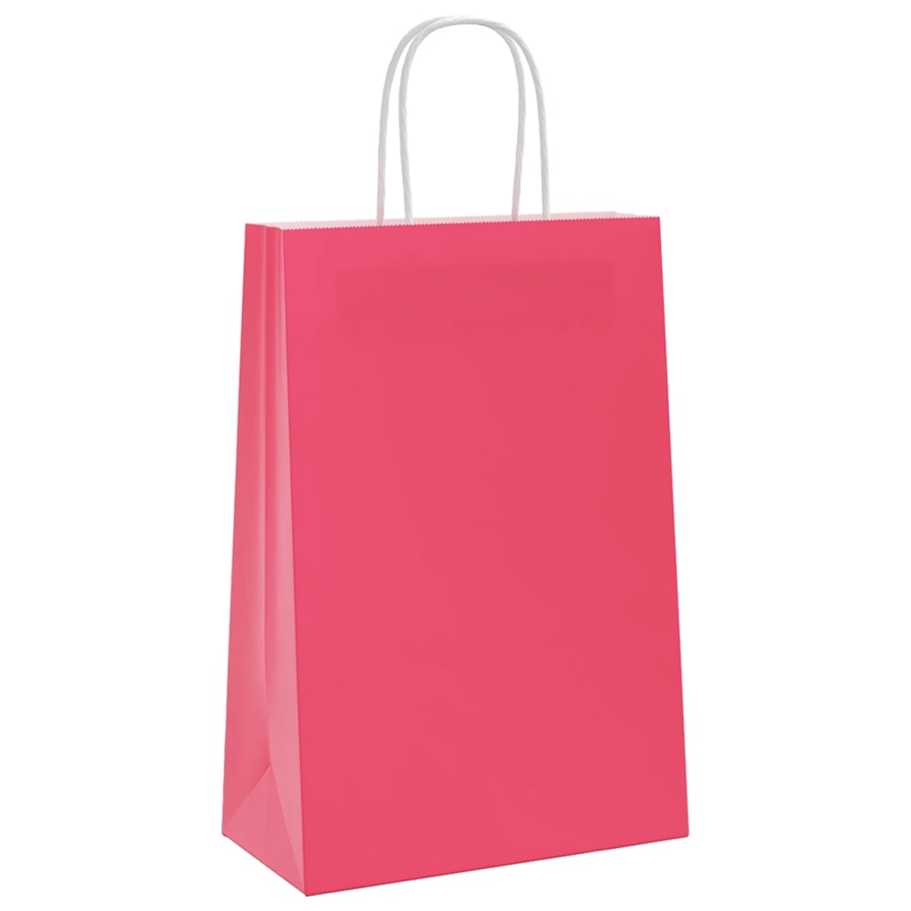 VidaXL bolsas de papel 250uds con asas 21x11x31 cm rosa