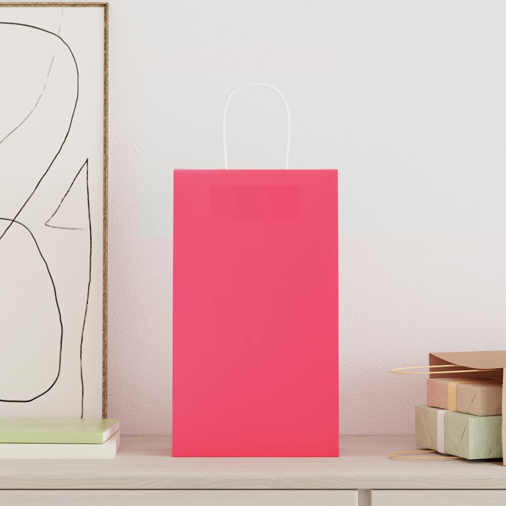 VidaXL bolsas de papel 250uds con asas 21x11x36 cm rosa
