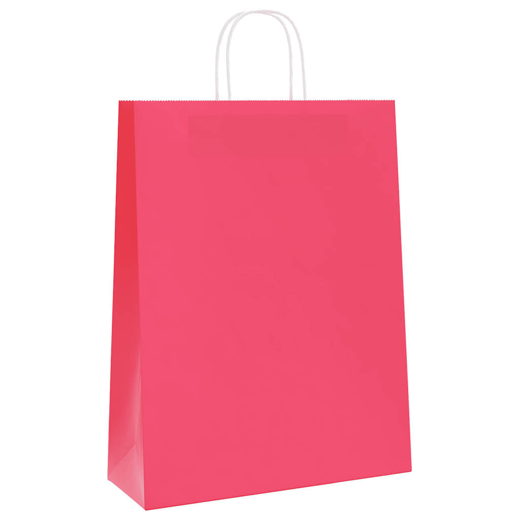 VidaXL bolsas de papel 250uds con asas 32x12x42 cm rosa