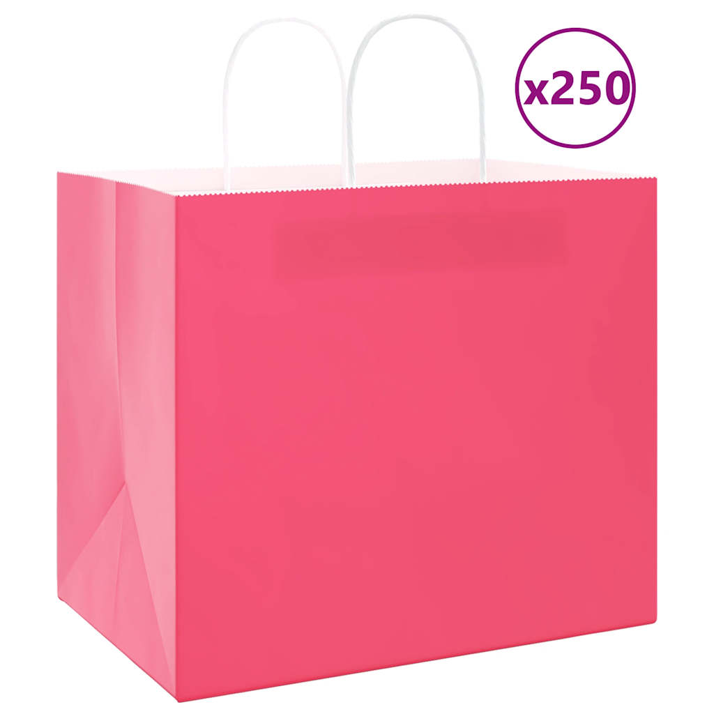 VidaXL bolsas de papel 250uds con asas 32x22x28 cm rosa