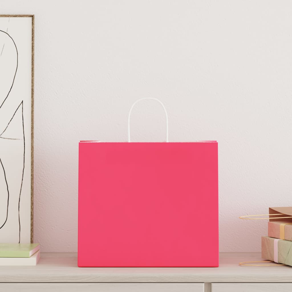 VidaXL bolsas de papel 250uds con asas 32x22x28 cm rosa
