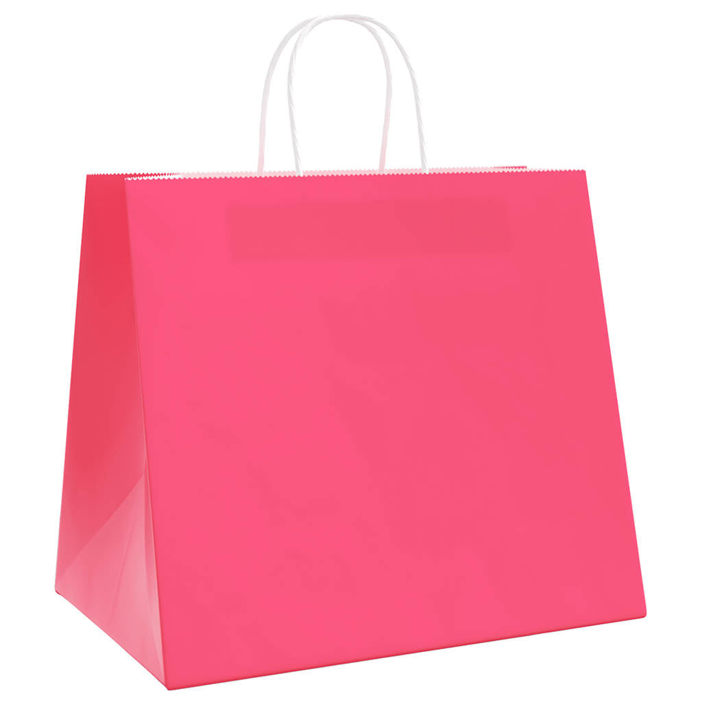 VidaXL bolsas de papel 250uds con asas 32x22x28 cm rosa