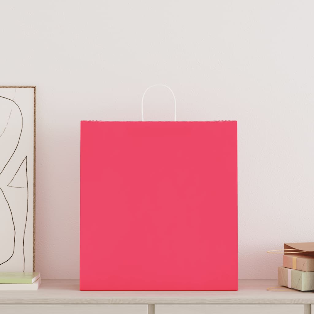 VidaXL bolsas de papel 250uds con asas 45x17x48 cm rosa