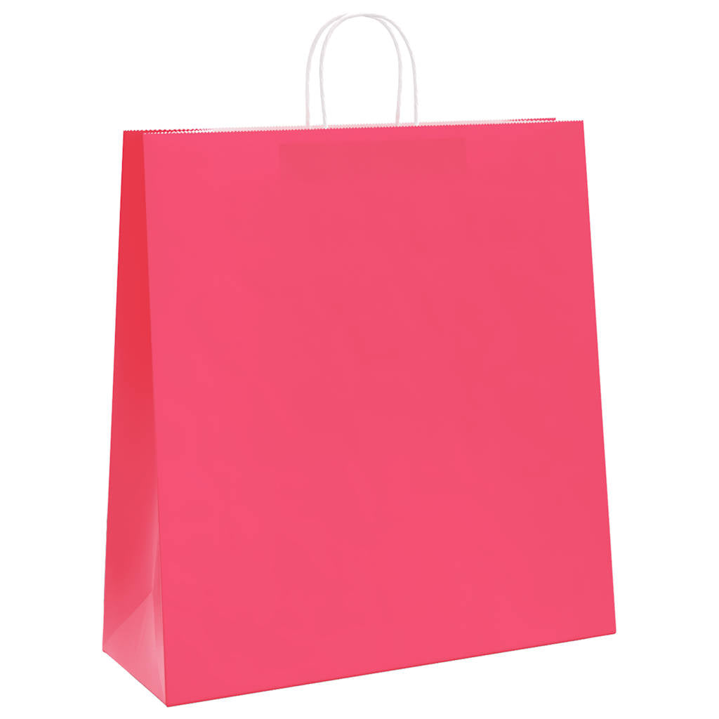 VidaXL bolsas de papel 250uds con asas 45x17x48 cm rosa