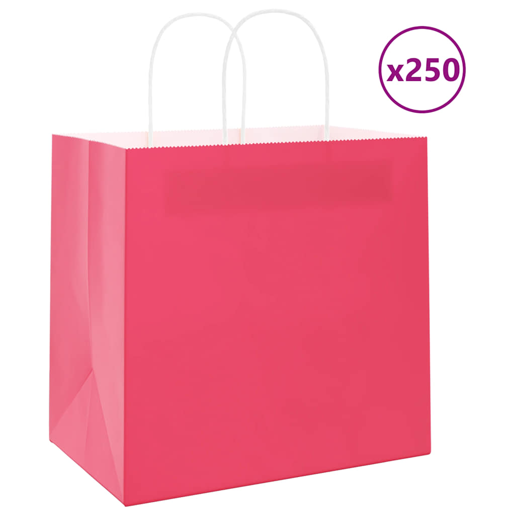 VidaXL bolsas de papel 250uds con asas 54x15x49 cm rosa