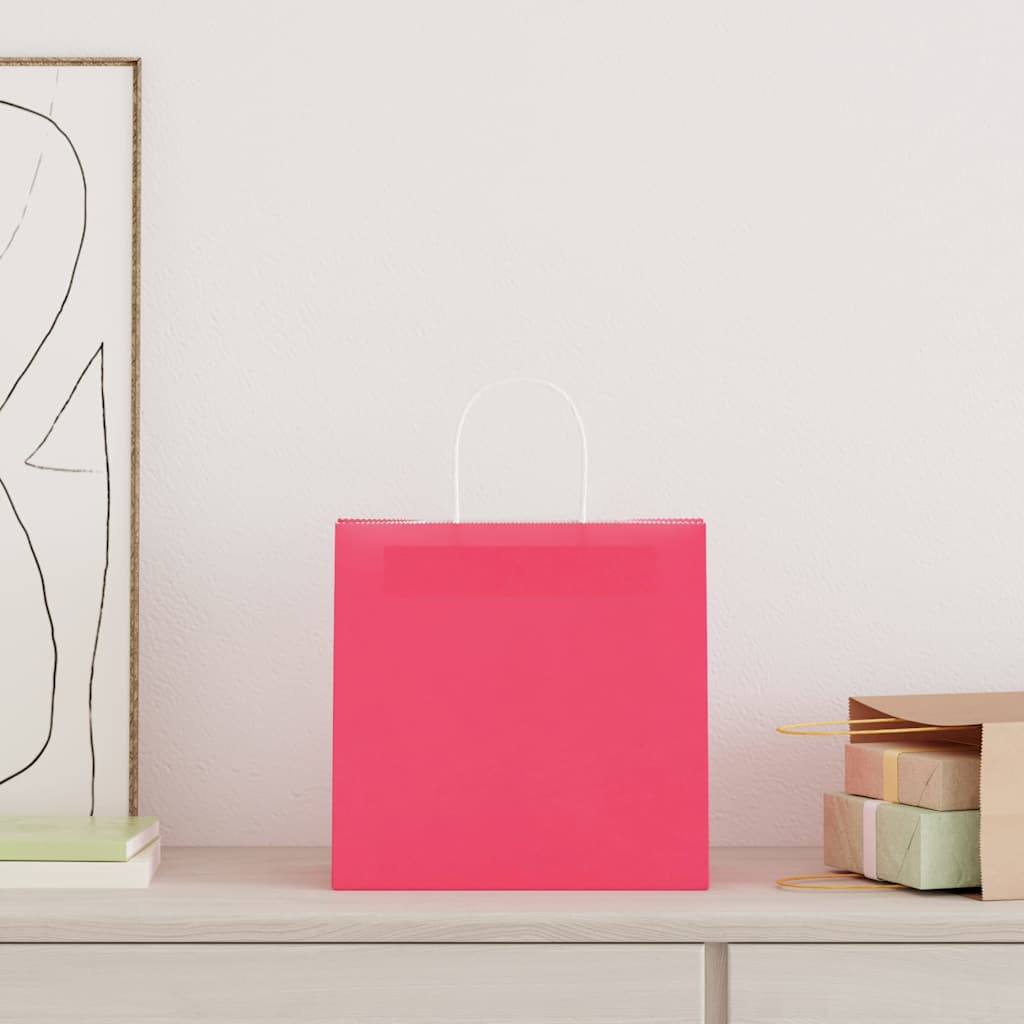 VidaXL bolsas de papel 250uds con asas 54x15x49 cm rosa