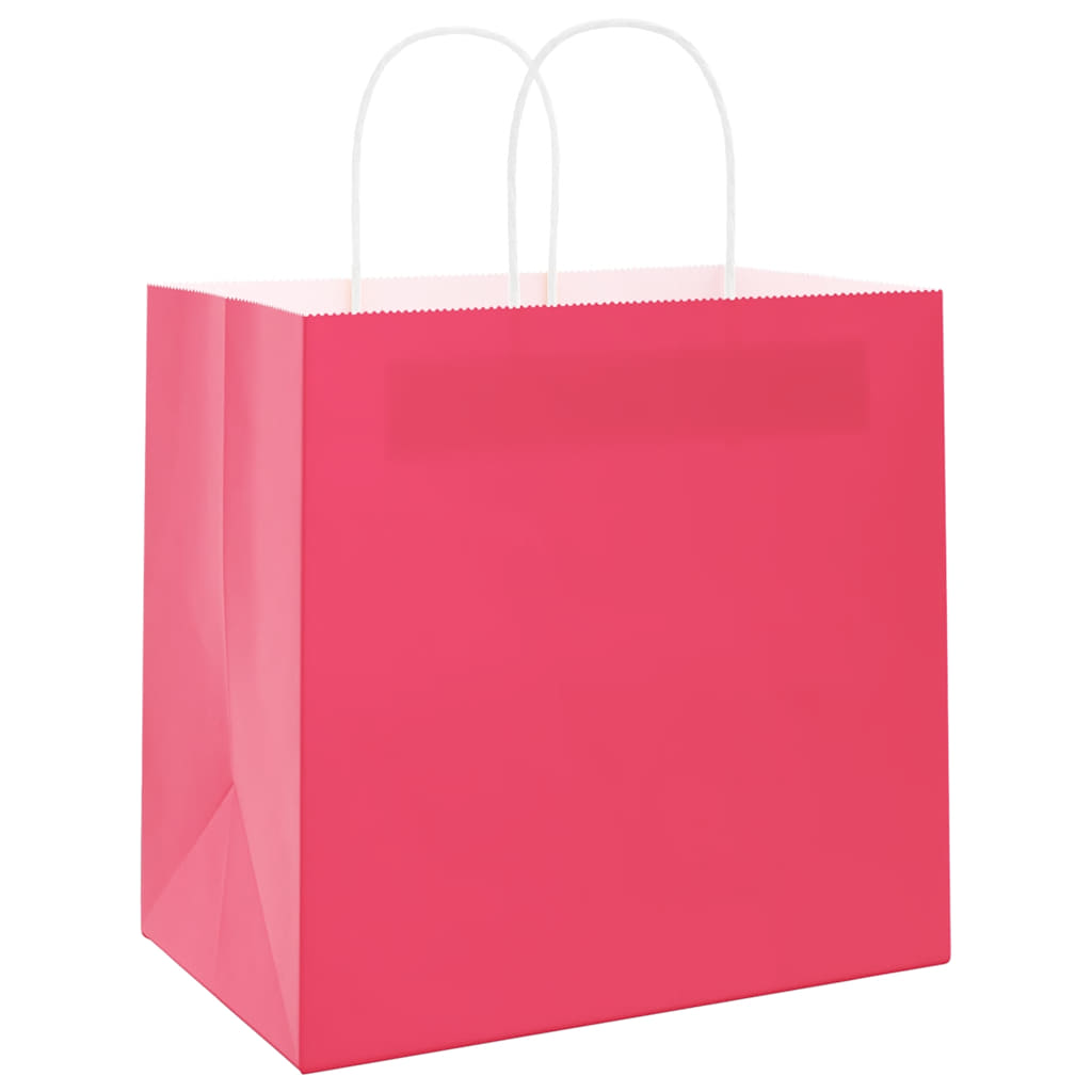 VidaXL bolsas de papel 250uds con asas 54x15x49 cm rosa