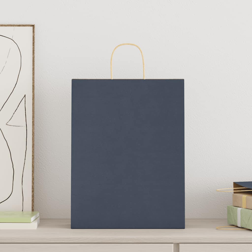 VidaXL bolsas de papel 250uds con asas 32x12x42 cm azul