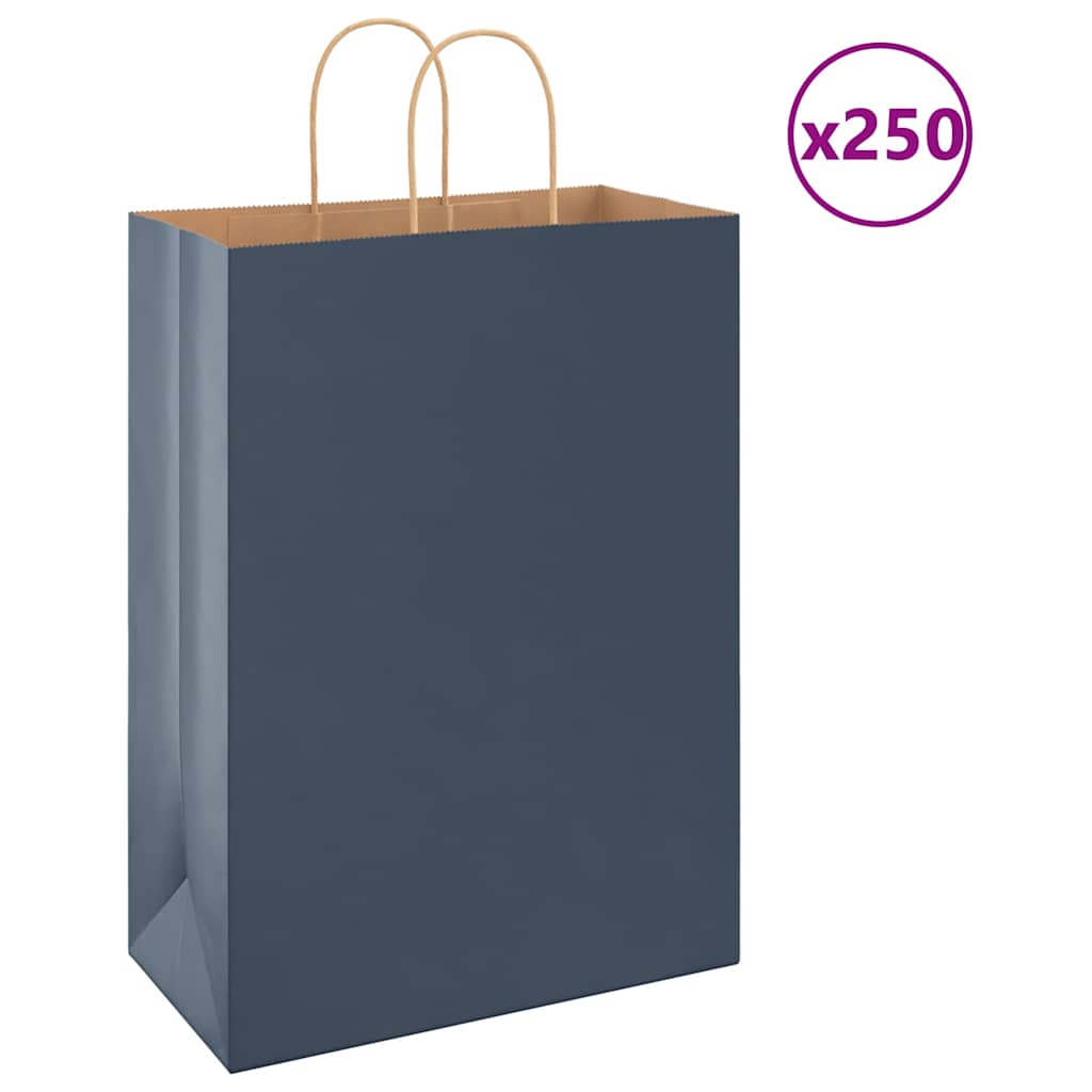 Vidaxl cartapesta zakken 250 st con hengsels 32x17x44 cm blu