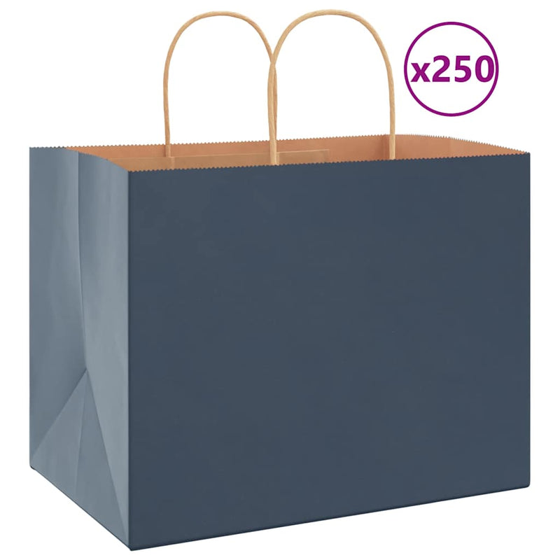 Vidaxl papel zakken 250 st con hengsels 32x22x24 cm azul