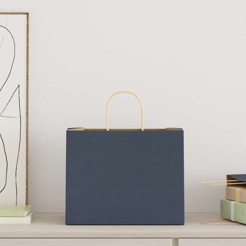 Vidaxl papel zakken 250 st con hengsels 32x22x24 cm azul