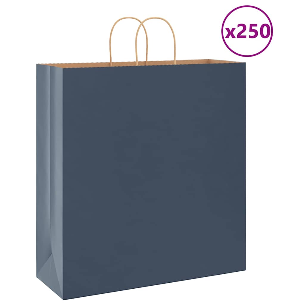 Sacchetti di carta VidaXL 250 pz con manici 45x17x48 cm blu