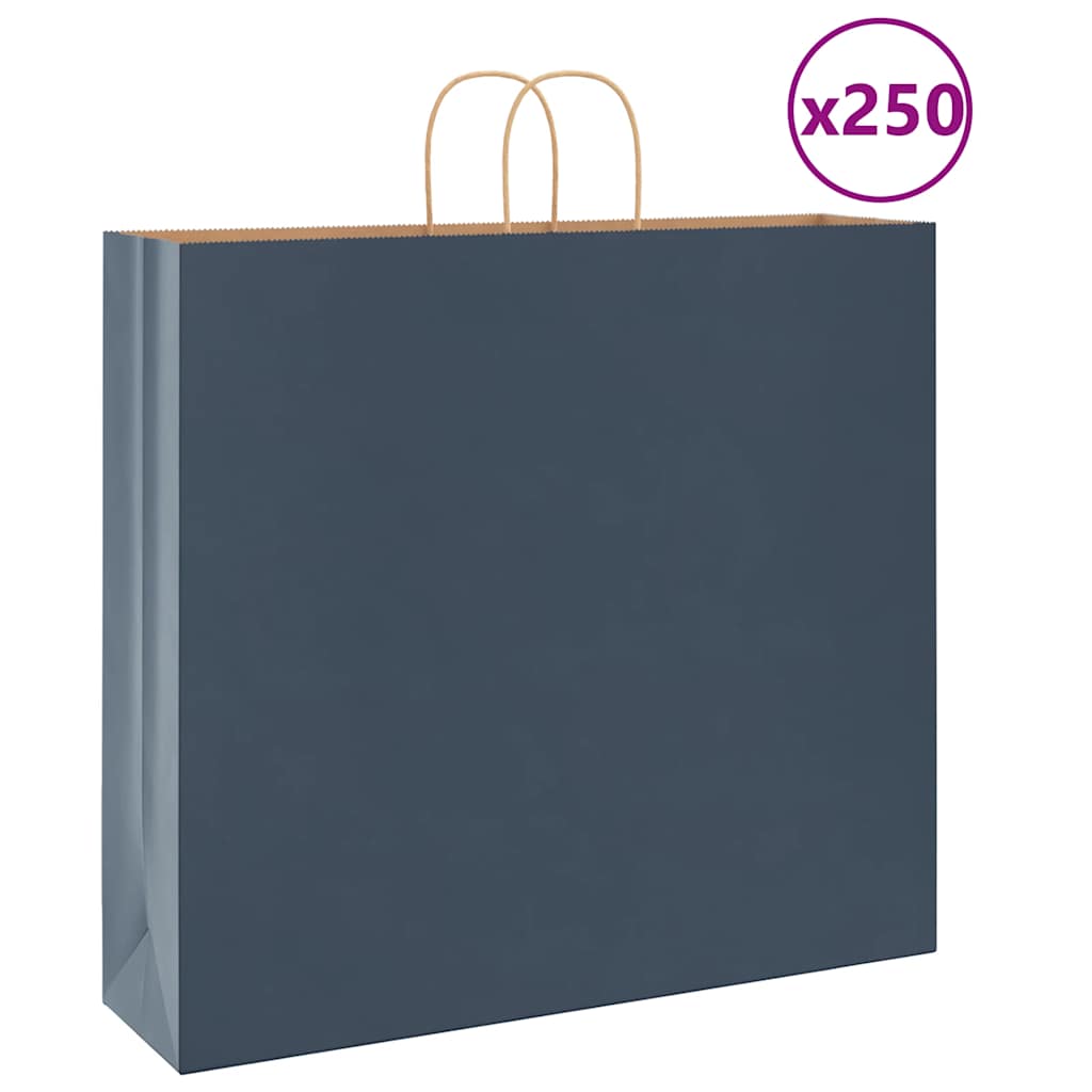 VidaXL bolsas de papel 250uds con asas 54x15x49 cm azul