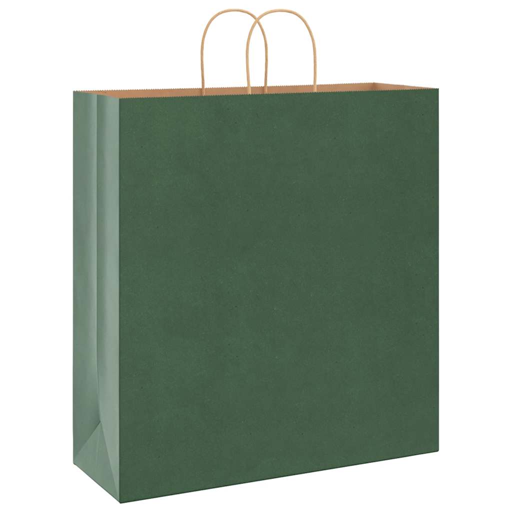 VidaXL bolsas de papel 250uds con asas 45x17x48 cm verde
