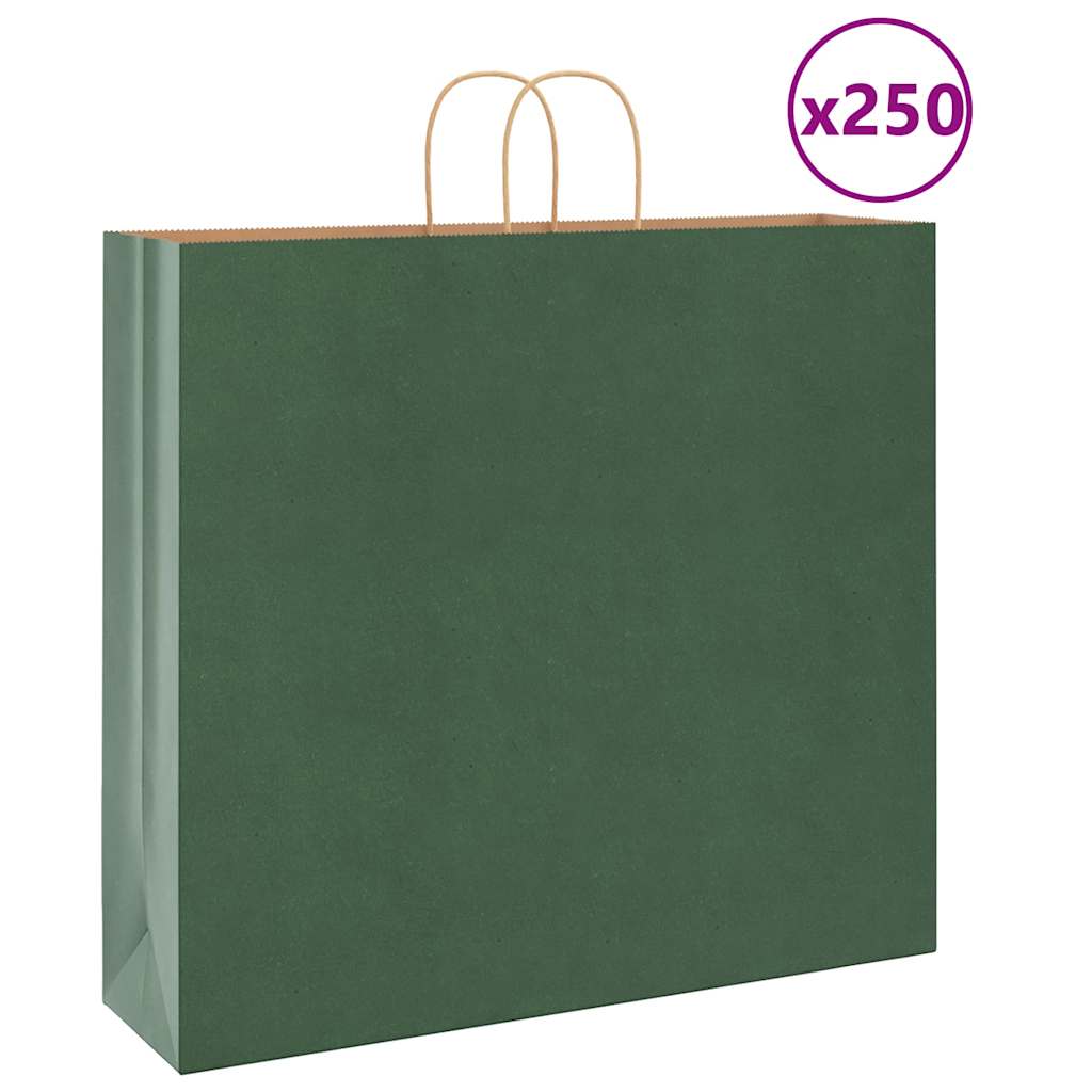 VidaXL bolsas de papel 250uds con asas 54x15x49 cm verde
