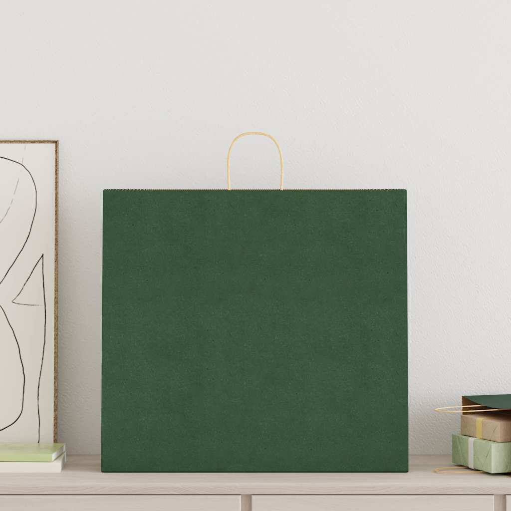 VidaXL bolsas de papel 250uds con asas 54x15x49 cm verde