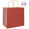 Vidaxl papieren zakken 250 st met hengsels 26x17x25 cm rood