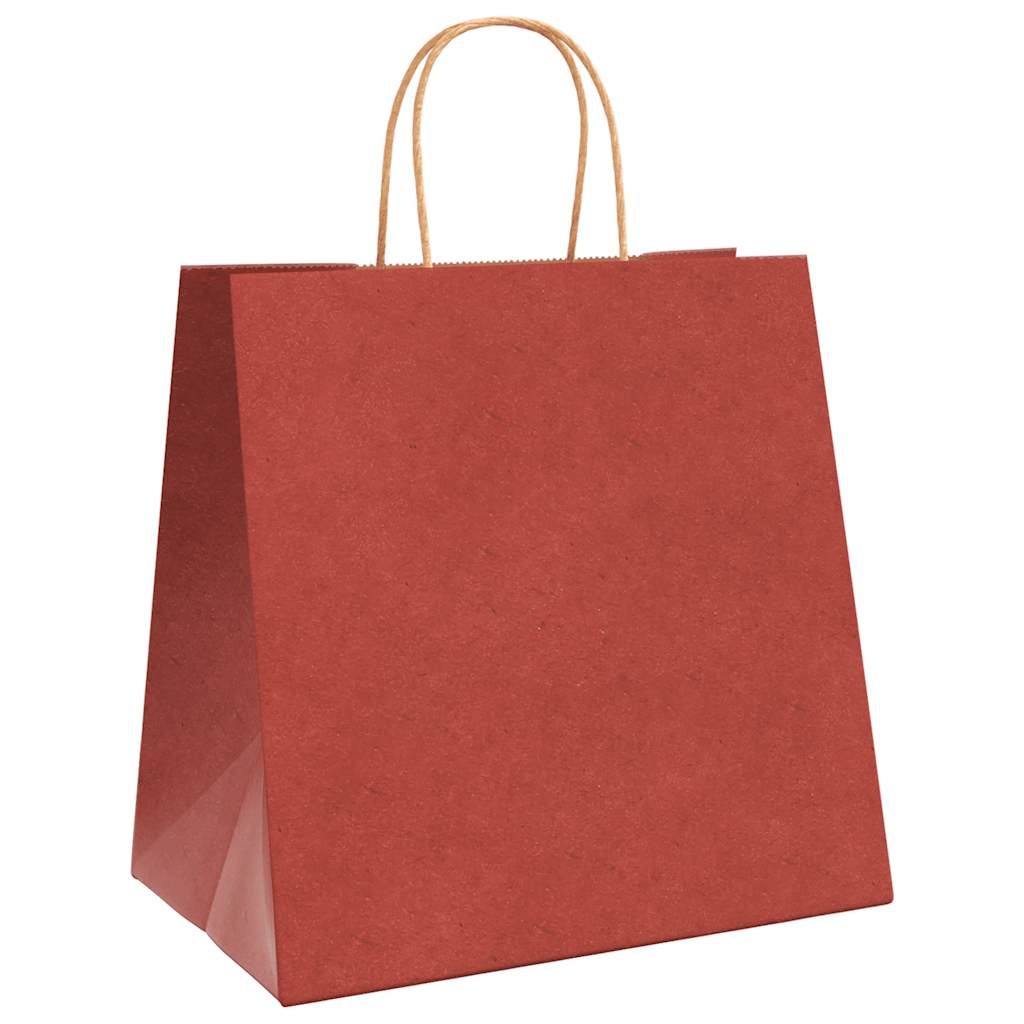 VidaXL bolsas de papel 250uds con asas 26x17x25 cm rojo