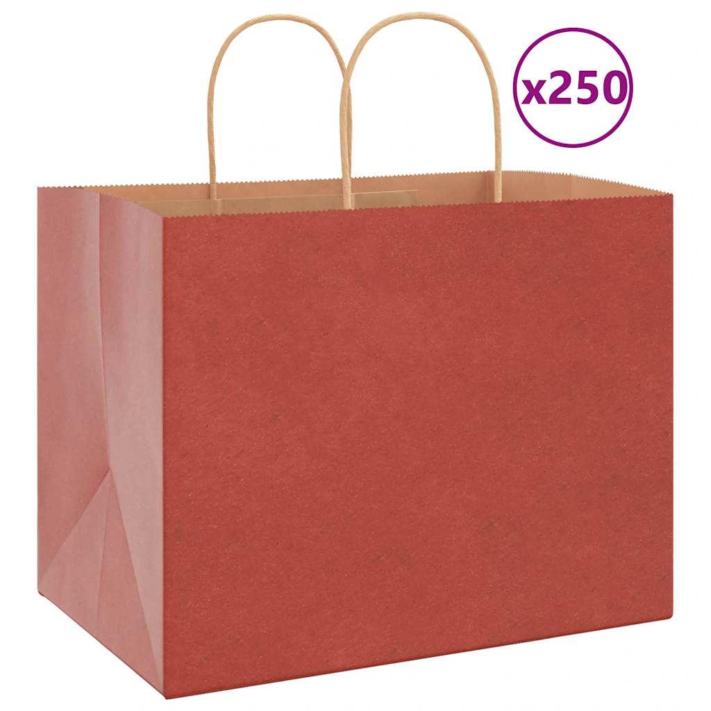 Sacchetti di carta VidaXL 250 pz con manici 32x22x24 cm rosso