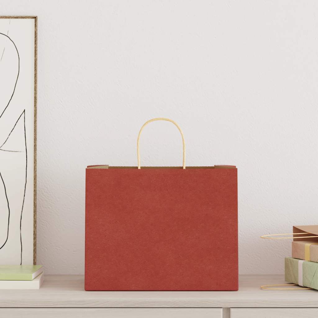 Sacchetti di carta VidaXL 250 pz con manici 32x22x24 cm rosso