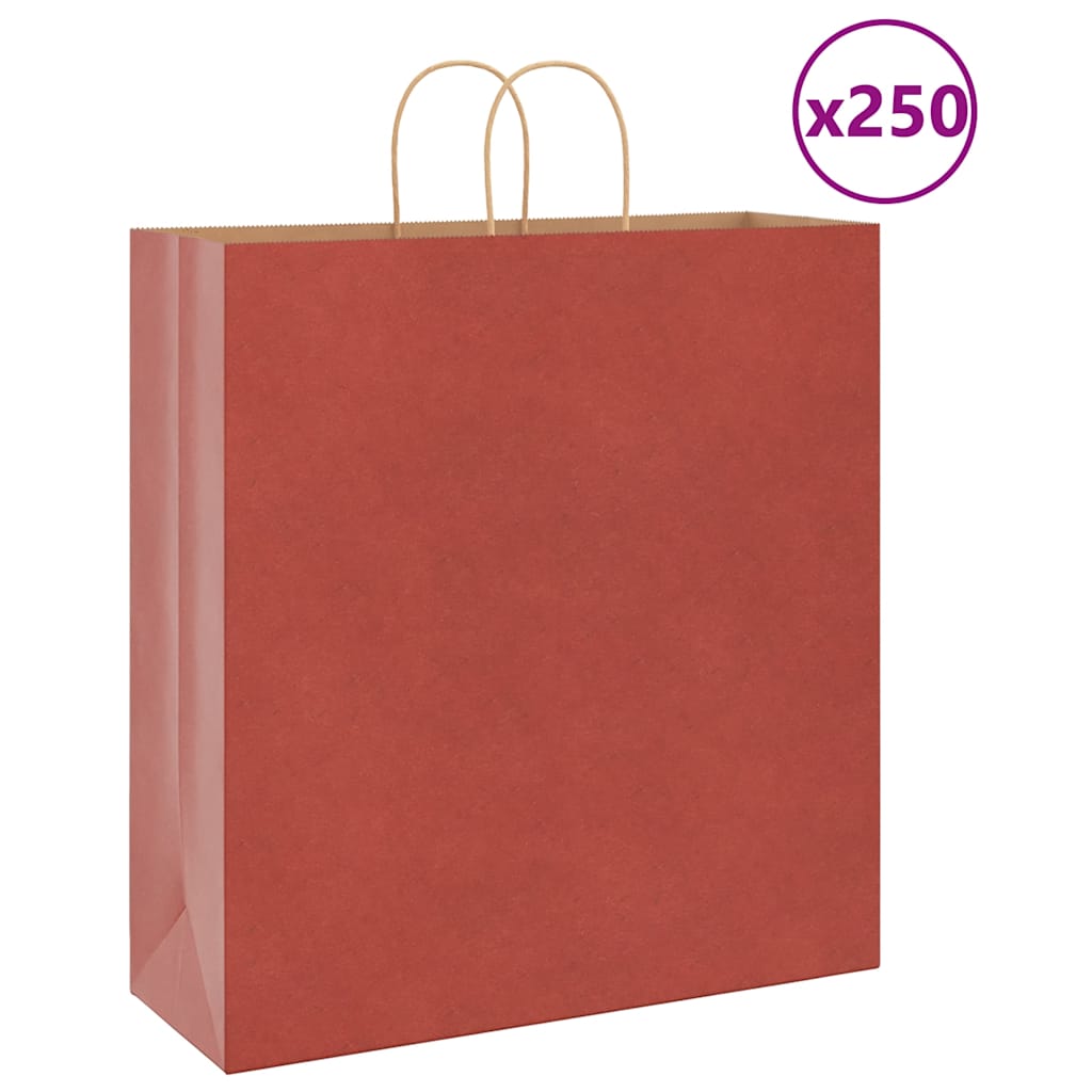 VidaXL bolsas de papel 250uds con asas 45x17x48 cm rojo