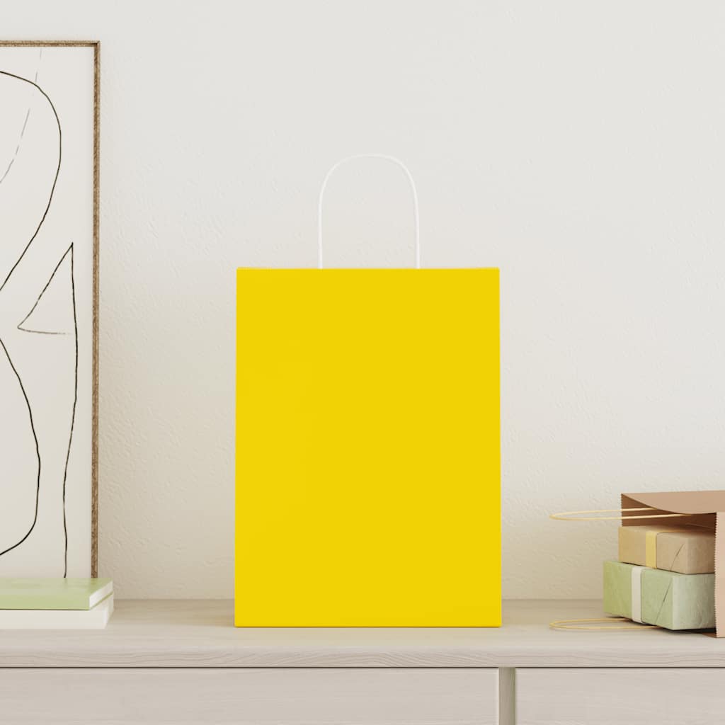 VidaXL bolsas de papel 50uds con asas 26x12x35 cm amarillo