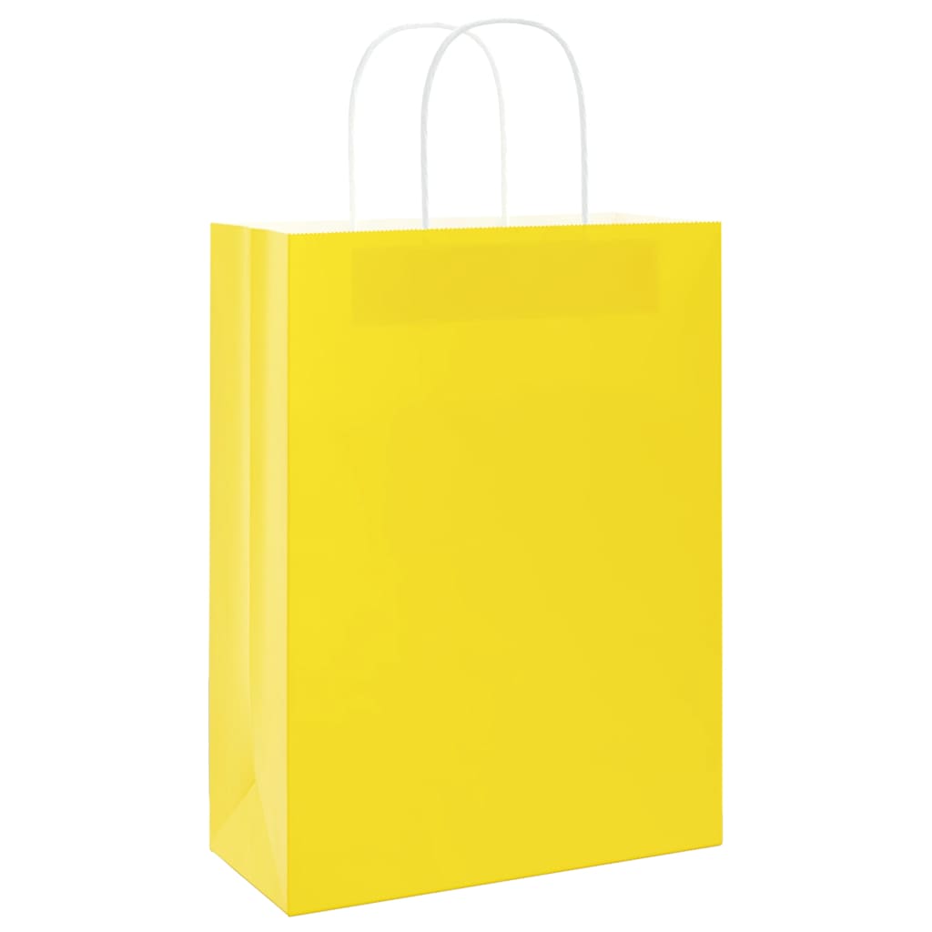 VidaXL bolsas de papel 50uds con asas 26x12x35 cm amarillo