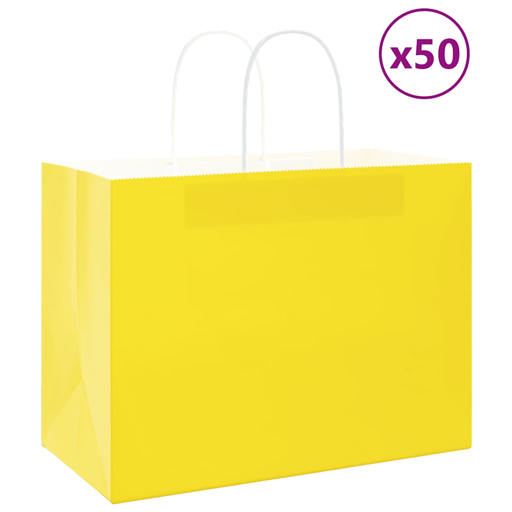 VidaXL bolsas de papel 50uds con asas 32x17x25 cm amarillo