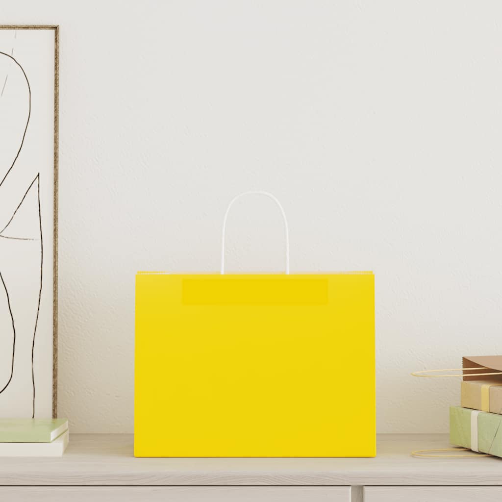 VidaXL bolsas de papel 50uds con asas 32x17x25 cm amarillo