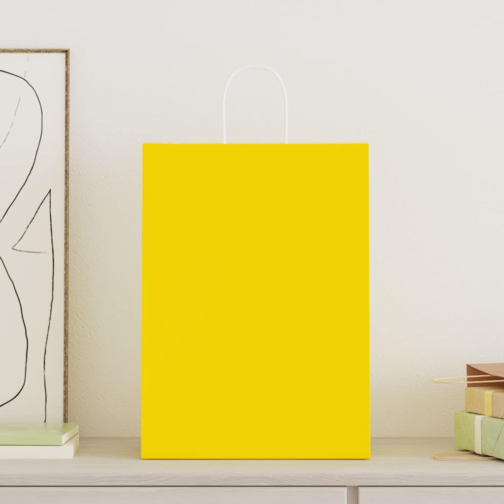 VidaXL bolsas de papel 50uds con asas 32x17x44 cm amarillo