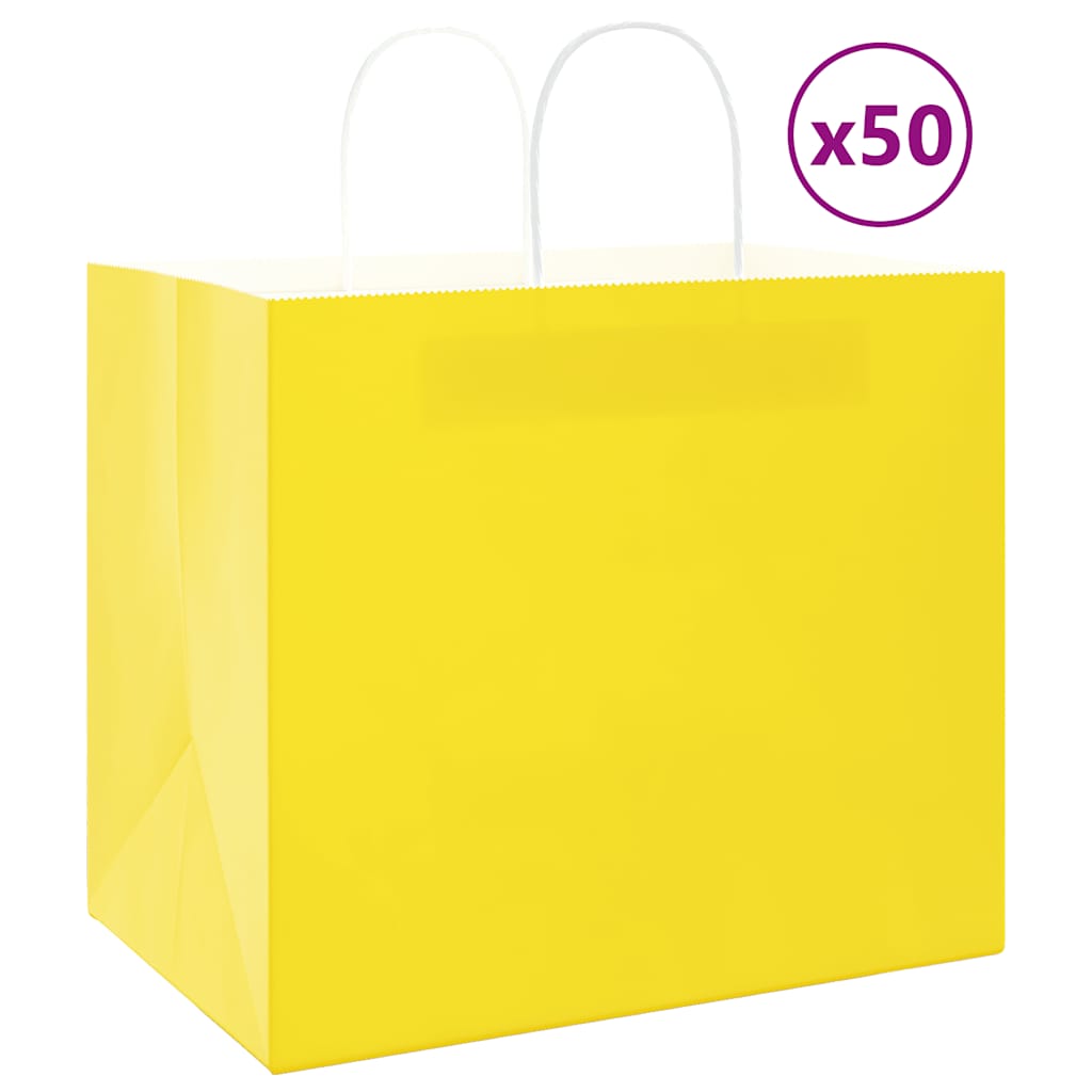 VidaXL bolsas de papel 50uds con asas 32x22x28 cm amarillo