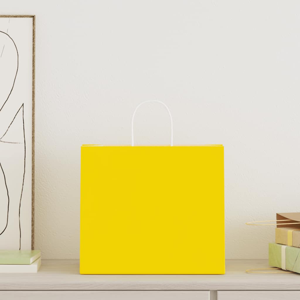 VidaXL bolsas de papel 50uds con asas 32x22x28 cm amarillo