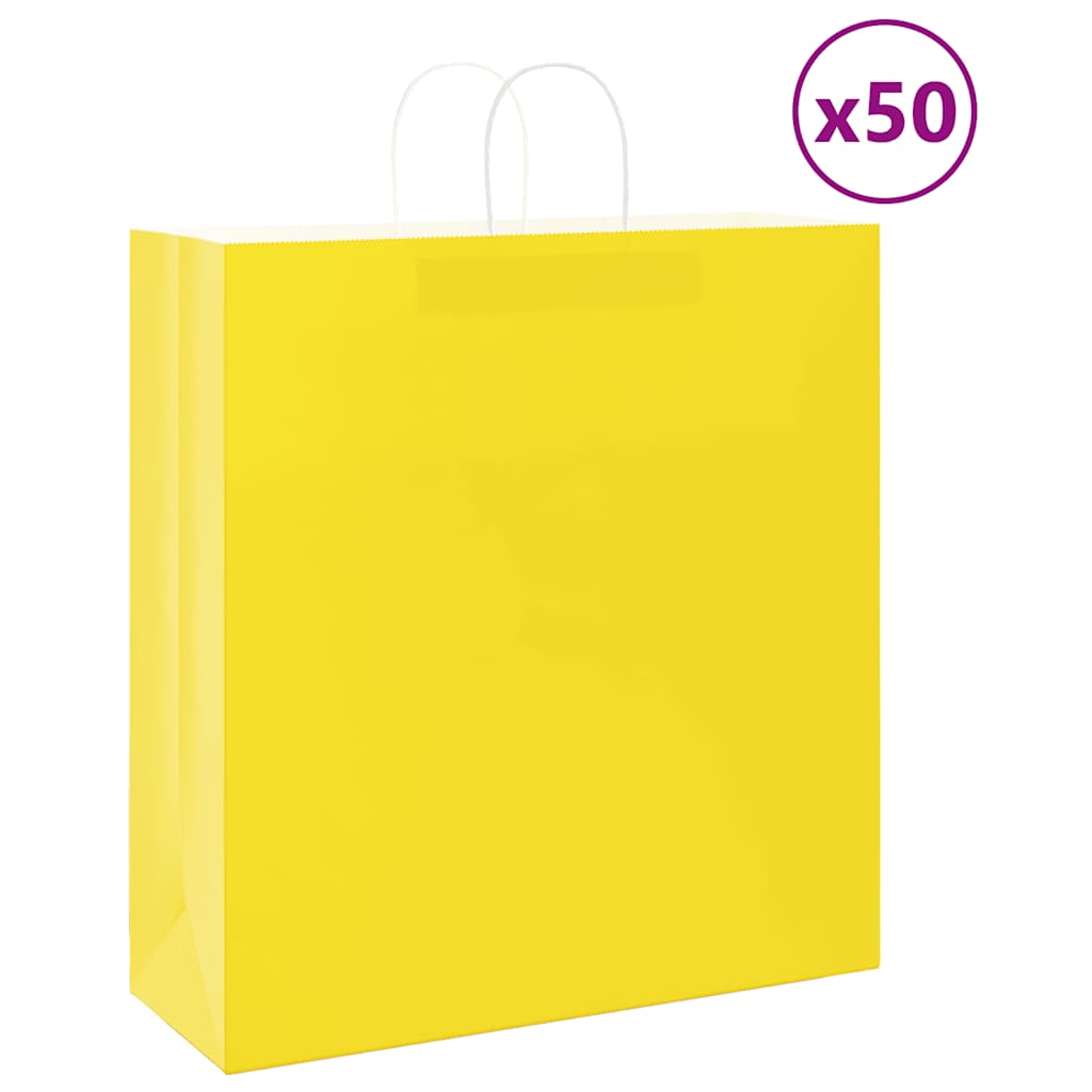 vidaxxl bolsas de papel 50uds con asas 45x17x48 cm amarillo