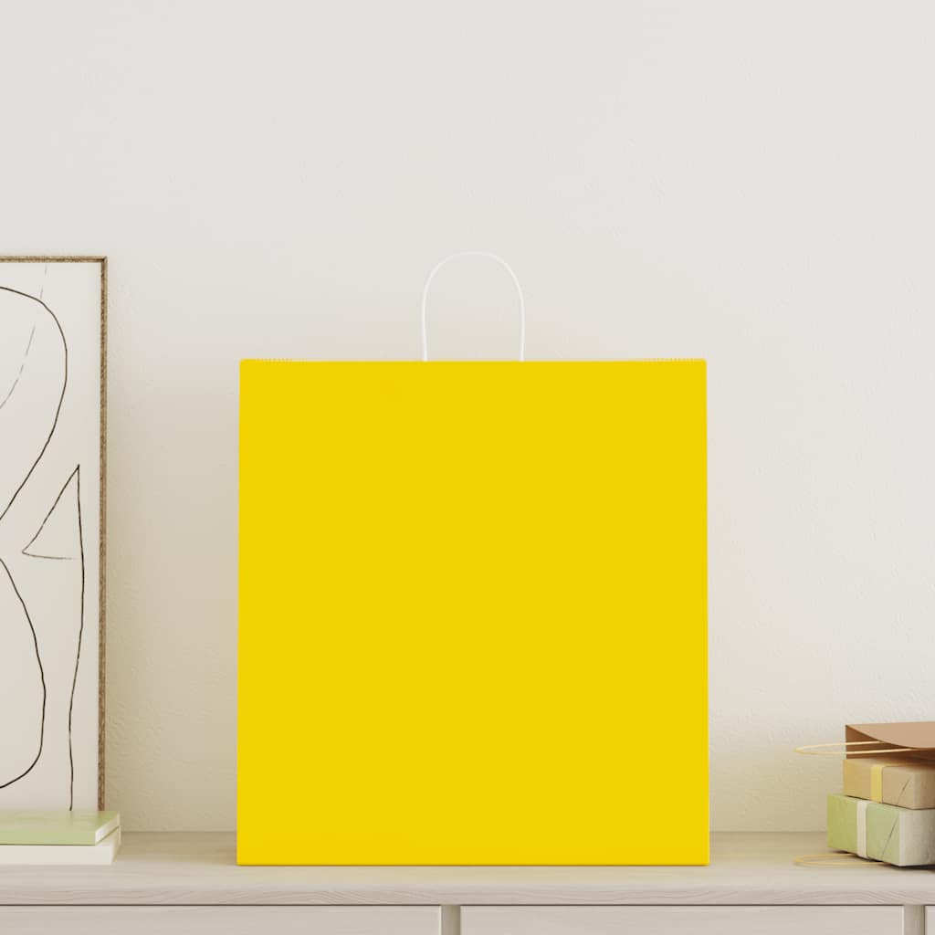 vidaxxl bolsas de papel 50uds con asas 45x17x48 cm amarillo