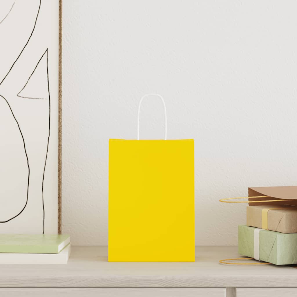 Sacchetti di carta VidaXL 250 pz con manici 15x8x21 cm gialli