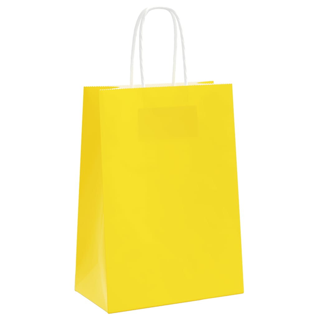Sacchetti di carta VidaXL 250 pz con manici 15x8x21 cm gialli