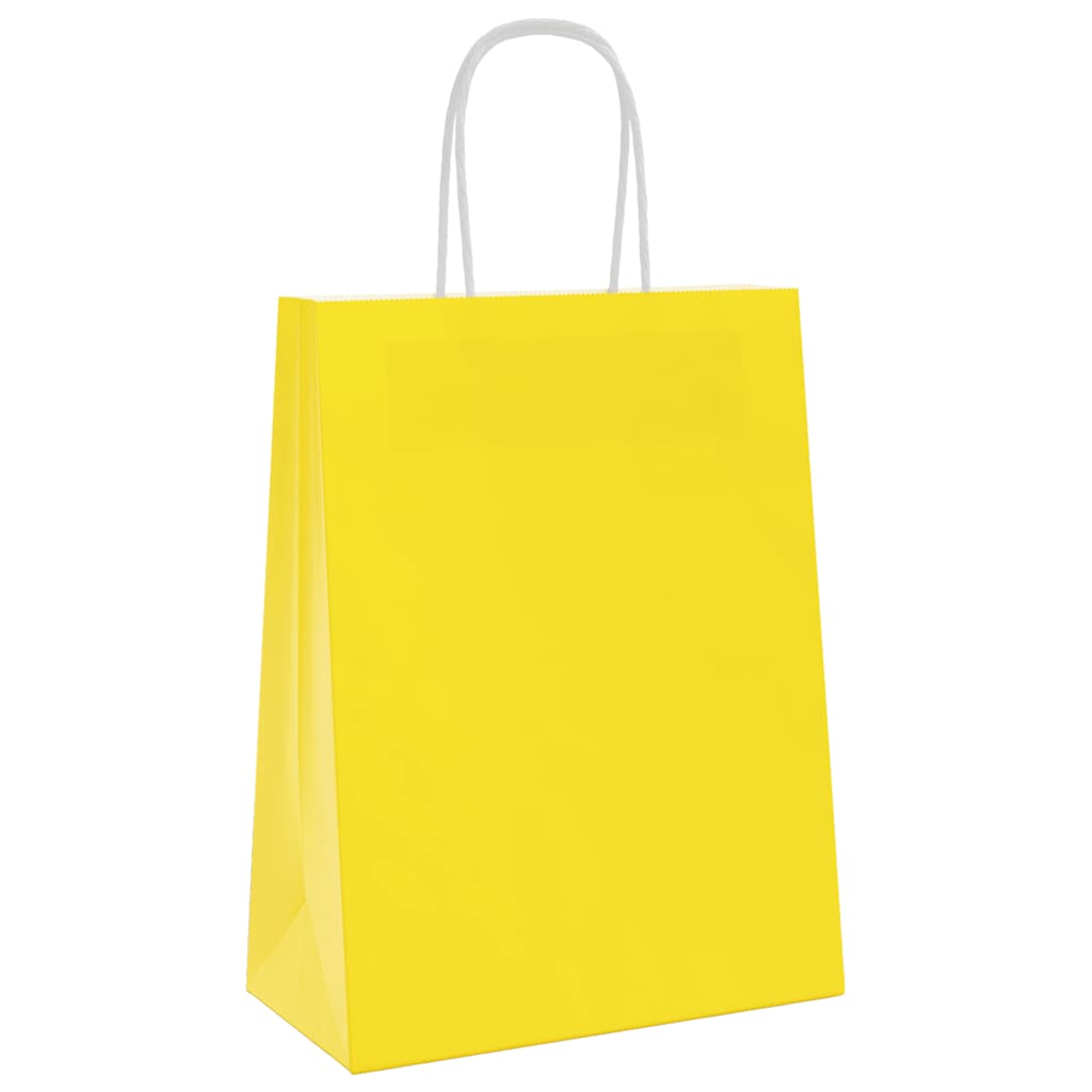 Sacchetti di carta VidaXL 250 pz con manici 21x11x28 cm gialli