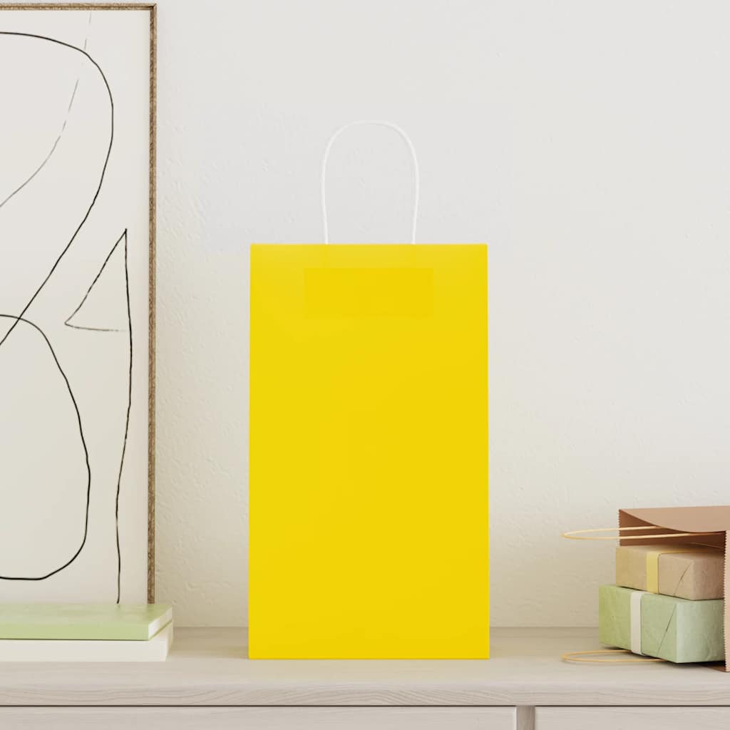 Sacchetti di carta VidaXL 250 pz con manici 21x11x36 cm gialli