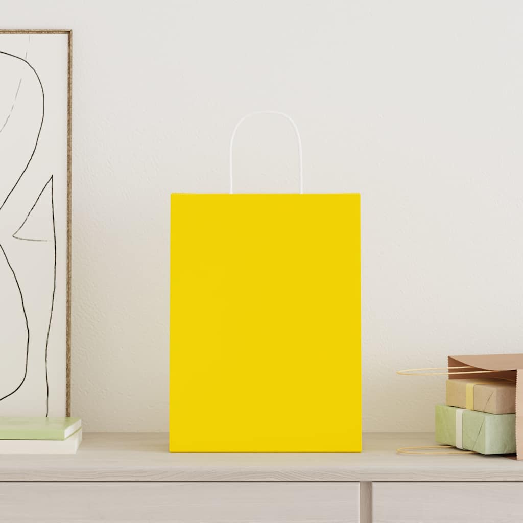 Sacchetti di carta VidaXL 250 pz con manici 26x12x35 cm gialli