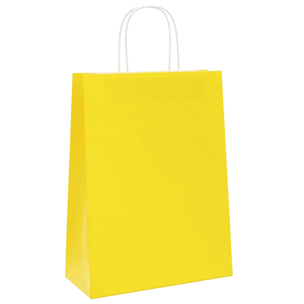 Sacchetti di carta VidaXL 250 pz con manici 26x12x35 cm gialli